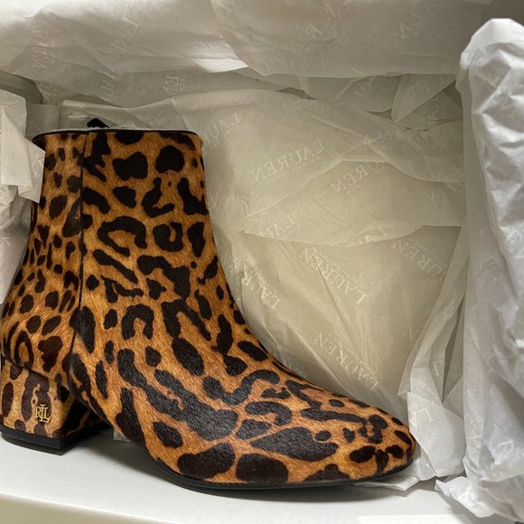 NWT - Ralph Lauren Welford Leather booties Leopard calfhair - Picture 7 of 9